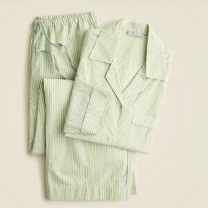 J. Crew Green Striped Pajama Set